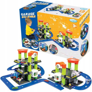 Mochtoys Mega Garaż Parking dla dzieci podwójny 2 i 3 poziomy tor zjazdowy