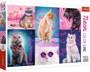 Puzzle Neonowe 1000 elementów, Super koty, Trefl 10581
