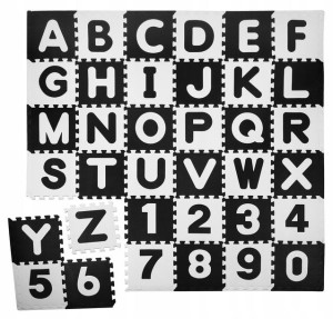 Humbi Puzzle piankowe Mata piankowa edukacyjna czarno-biała Alfabet Cyfry k