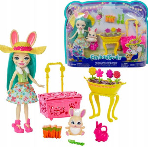 Zestaw Enchantimals Lalka Fluffy Bunny Wiosenne króliczki