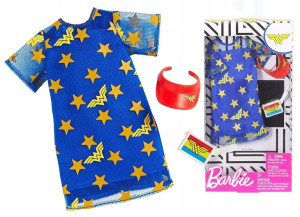 Mattel Ubranko dla lalki Barbie Wonder Woman Sukienka w gwiazdy i akcesoria