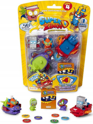 Super Zings zestaw 4 figurki + 2 pojazdy z wyrzutnią + 6 dysków Superzings