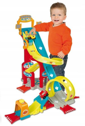 Smoby Vroom Planet Garaż Megajump dla dzieci tor zjazdowy 2 autka