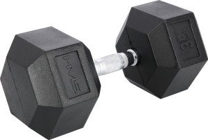 Hantla do ćwiczeń fitness gumowana HEX PRO HMS czarna 35 KG