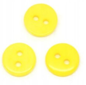 Guziki żółte 11,5 mm 2 otwory 10 szt.