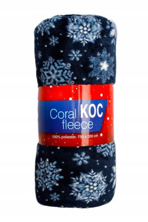 Koc Świąteczny 150x200 Śnieżynka granat