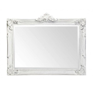 Białe lustro ze zdobioną ramą - szerokość 106,5 cm