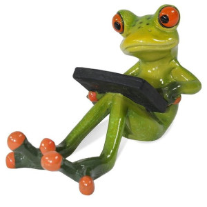 Figurka żaby z tabletem  - wysokość 7,5 cm