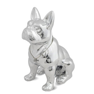 Figura psa buldoga w kolorze srebrnym - wysokość 31,5 cm