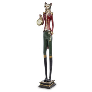 Figura kota z zegarkiem pierrot - wysokość 66 cm