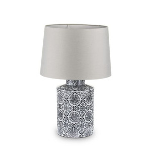 Stylowa ceramiczna lampa w kwiaty z białym abażurem - wysokość 58 cm