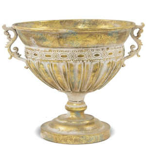 Metalowy wazon w kolorze antycznego złota - wysokość 38 cm