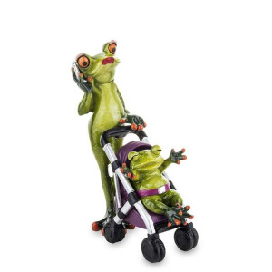 Figurka Żab Matka Z Dzieckiem W Wózku - Wysokość 17 cm