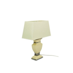 Ceramiczna lampa ecru z dodatkiem srebra - wysokość 42 cm