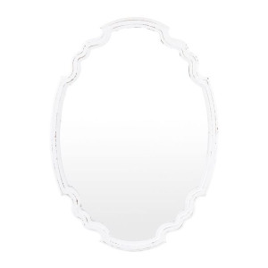 Lustro W Stylowej Postarzanej Ramie Białe - Wysokość 60 cm