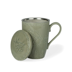 Kubek Porcelanowy Z Zaparzaczem Beżowy