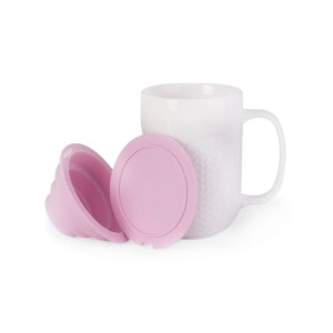 Kubek Porcelanowy Z Zaparzaczem Silikonowym - Pojemność 420 ml