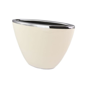 Wazon Ceramiczny Ecru Płaski - Wysokość 16 cm