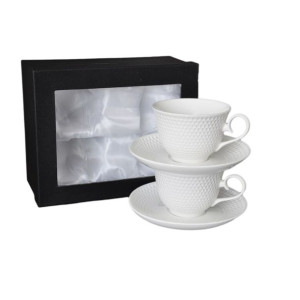 Filiżanki Porcelanowe Białe 2+2 Golf - Pojemność ok. 220 ml