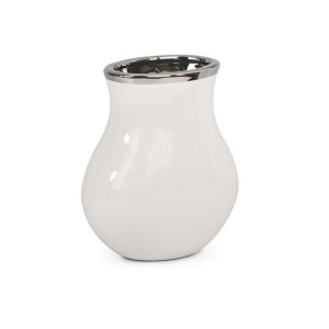Ceramiczny Wazon Owalny Biały  - Wysokość 25 cm