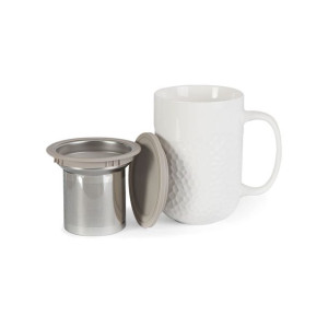Kubek Porcelanowy Z Zaparzaczem Biały  Szary  - 420 ml