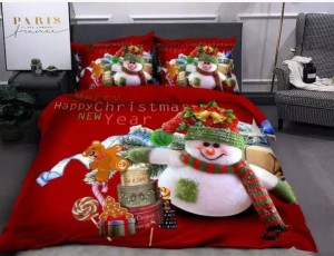 Komplet pościeli Uroczy bałwaneki, 4 cz 160x200 5D