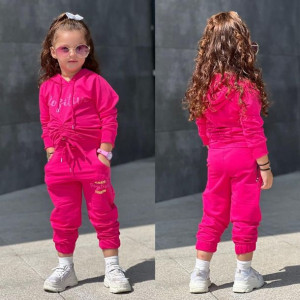 Komplet 2cz. dres BamBam r. 98/104 fuksja, bluza z kapturem