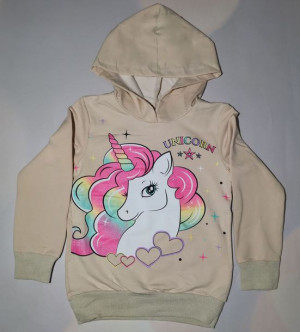 Bluza z kapturem beżowa UNICORN Jednorożec r. 122/128 brokat