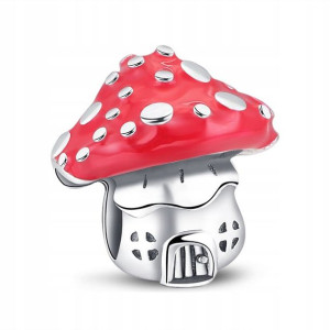 Zawieszka SREBRO 925 Charms Domek Muchomor Grzyb