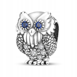 Zawieszka Srebro 925 Charms Koralik Puchacz