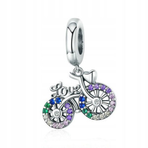 Zawieszka Srebro 925 Charms Koralik Kolorowy Rower