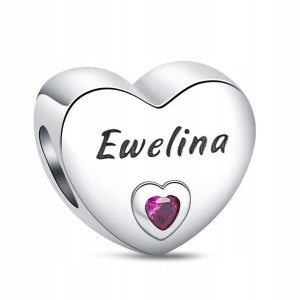 Zawieszka Srebro 925 Charms Koralik Imię Ewelina