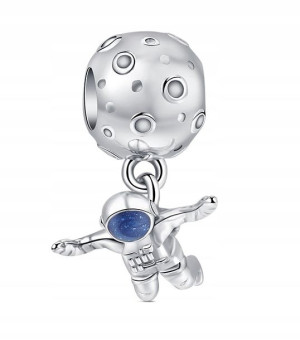 Zawieszka Srebro 925 Charms Koralik Astronauta