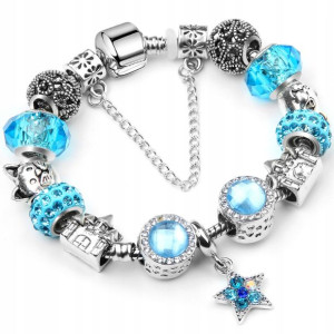 Bransoletka modułowa Charms Beads Błękitna 20 cm