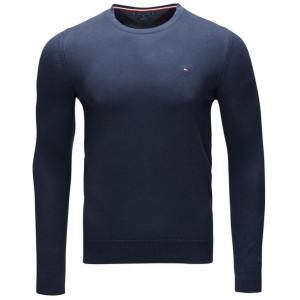 Tommy Hilfiger sweter męski jedwabny granatowy crew-neck MW0MW04978-403 L