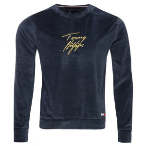 Tommy Hilfiger bluza męska welur welurowa granatowa L