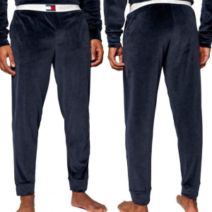 Tommy Hilfiger spodnie dresowe welurowe welur męskie granatowe L