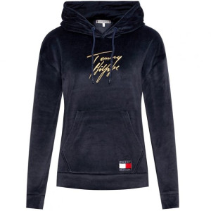 Tommy Hilfiger bluza welur welurowa damska granatowa S