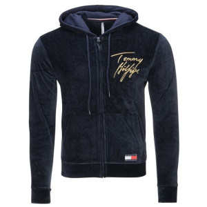 Tommy Hilfiger bluza męska welur welurowa granatowa S