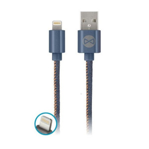 Forever kabel Jeans USB Lightning 1,0 m 2A niebieski