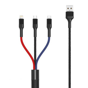 Xo kabel NB54 3w1 USB Lightning + USB-C + microUSB 1,2 m 3A wielokolorowy
