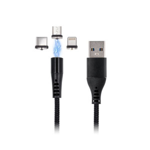 Maxlife kabel magnetyczny MXUC-03 USB Lightning + USB-C + microUSB 1,0 m 3A