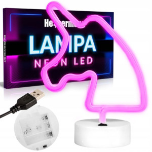 Neon Led Lampka Jednorożec Z Podstawką Usb Do Poko