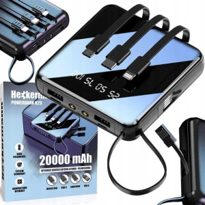Powerbank Ładowarka 20000 Mah 2a 2x Usb + Kable