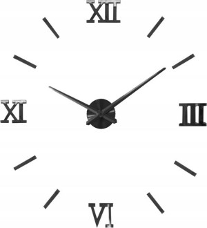 Zegar Ścienny 3d Nowoczesny Lustro Diy Czarny Xxl