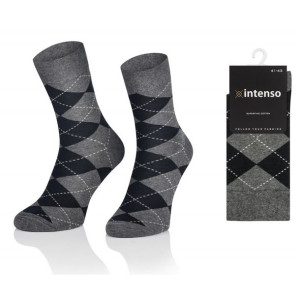 Skarpetki męskie garniturowe eleganckie w romby szare  41-43