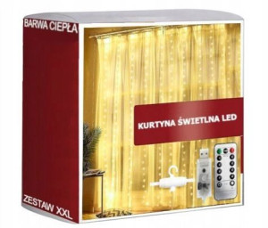 Kurtyna Świetlna 3x1m Barwa Ciepła Led