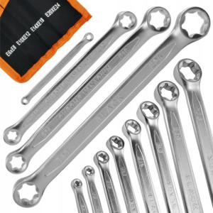 4x Klucze Płasko-oczkowe Torx Zestaw E6-e24 Crv
