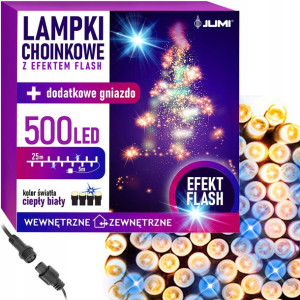 LAMPKI CHOINKOWE 500 LED ciepły biały FLASH girlan
