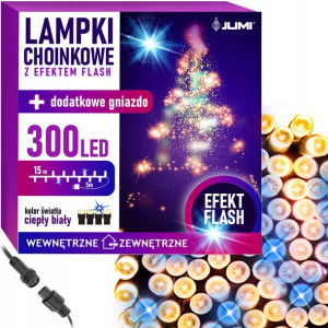 LAMPKI choinkowe 300 LED zewnętrzne FLASH błysk